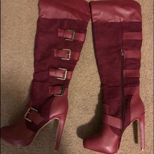 Used 7.5 JustFab Burgundy Boots